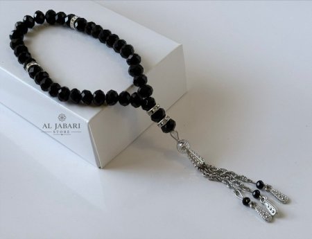 مسابح - سبح كرستال زجاج 33 حبة ( اسود )